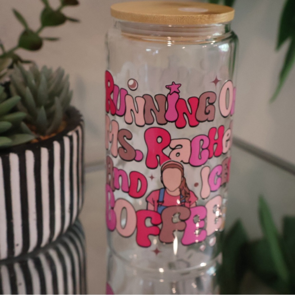 Ms Rachel Glass Tumbler with Bamboo Lid
